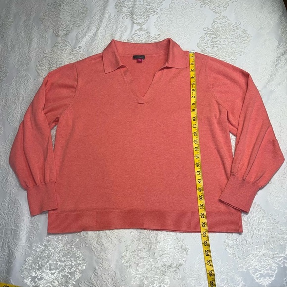 Vince Camuto Collared Vneck Sweater Coral Size XL - Picture 4 of 7